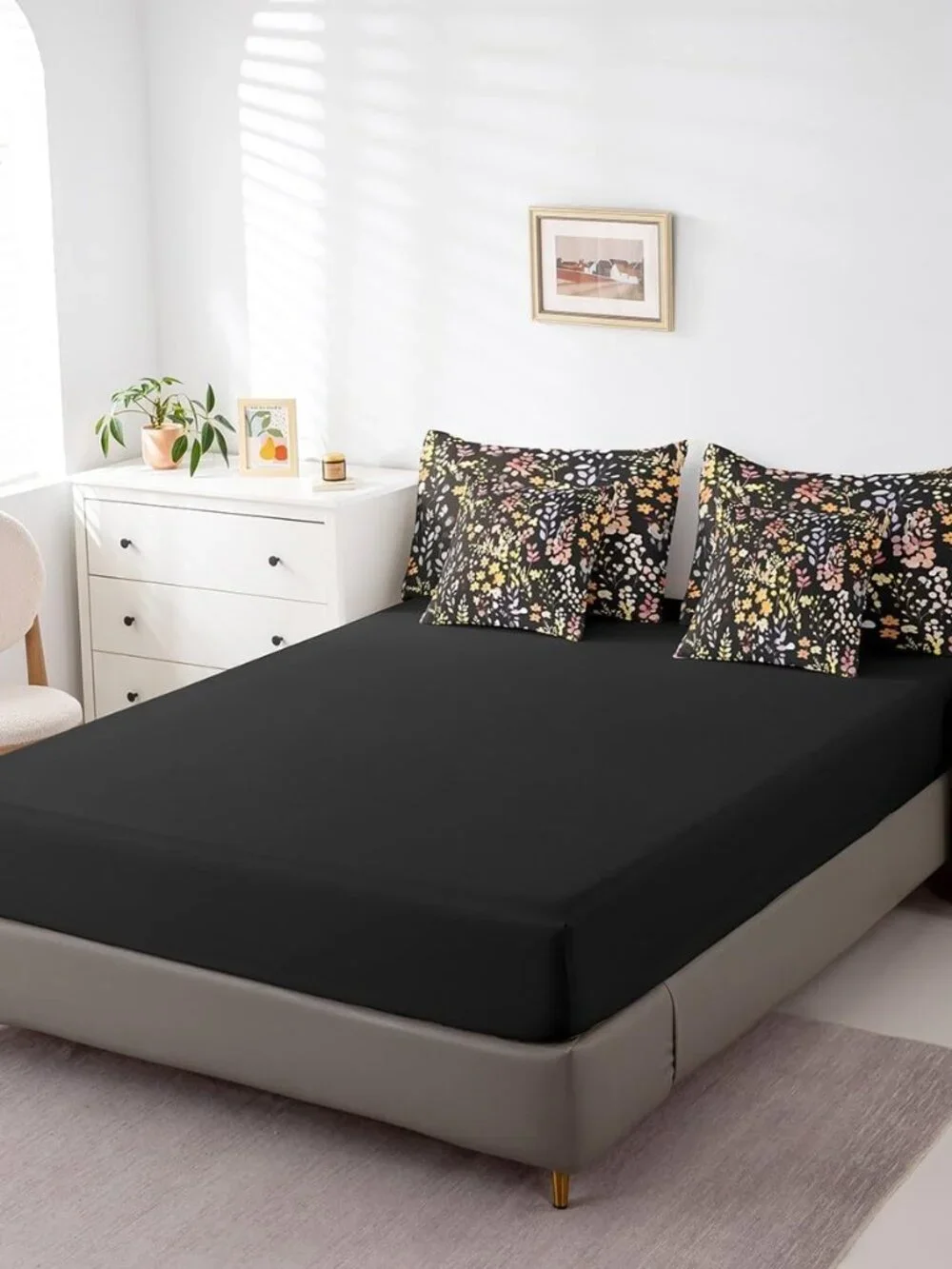 7 Piece Boho Yellow Floral Twin Bedding Set for Kids Girls Women,Colorful Flower